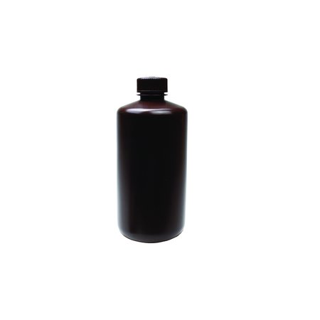 UNITED SCIENTIFIC Reagent Bottle - Narrow Mouth - 500 ml, Amber, HDPE, 12PK 33428